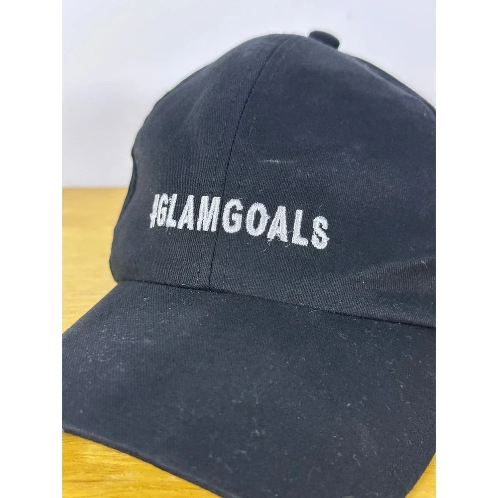 MIXIT Hat Womens One Size #GLAMGOALS Embroidered Black Baseball Cap Adjustable